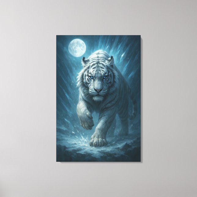 Impressão Em Tela Dragon vs White Tiger – Mystical Fantasy Wall Art  (Frente)