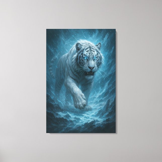 Impressão Em Tela Dragon vs White Tiger – Mystical Fantasy Wall Art  (Frente)
