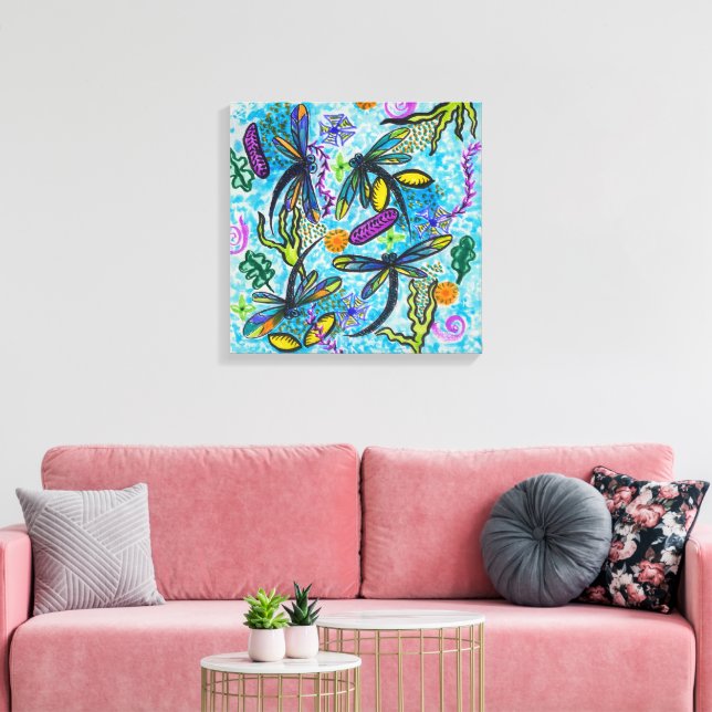 Impressão Em Tela Dragonfly Fantasy  (Insitu(Sala de estar))