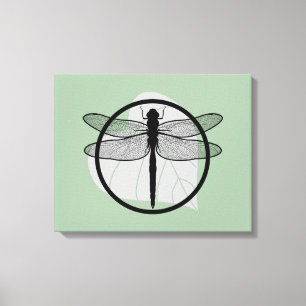 Impressão Em Tela Dragonfly on Leaf Drawing - Willife Circle Series