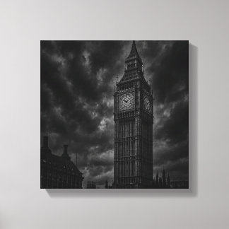 Impressão Em Tela Dramatic Black and White View do Big Ben London