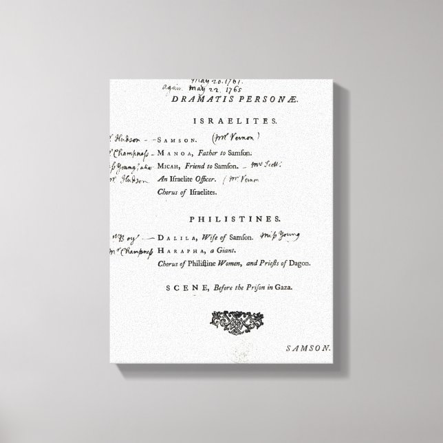 Impressão Em Tela Dramatis Personae para Samson (Frente)