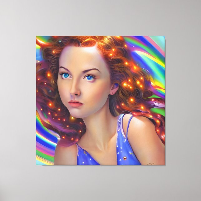 Impressão Em Tela DreamGirl com Luzes Arco-Íris (Frente)