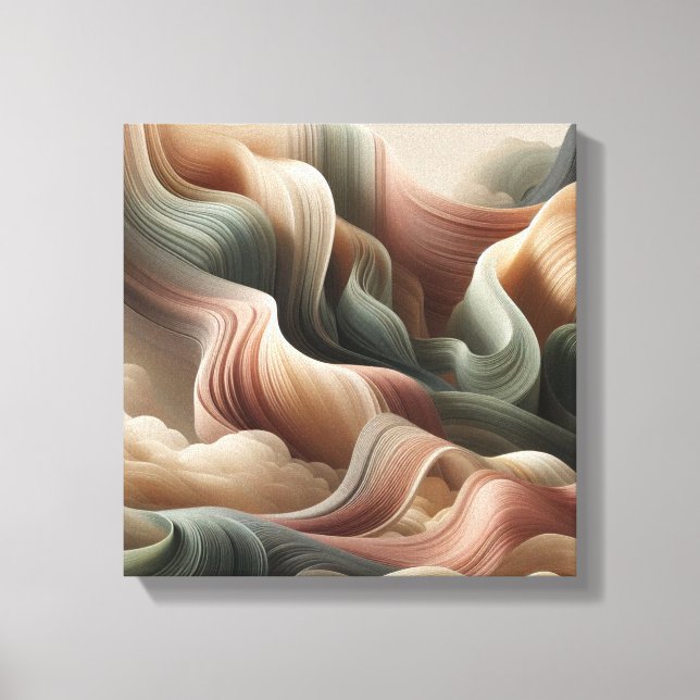 Impressão Em Tela Dreamlike Ribbon Abstract Art in Earth Tones (Frente)