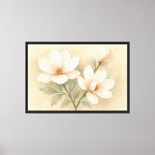 Impressão Em Tela Dreamy Magnolia Watercolor Painting
