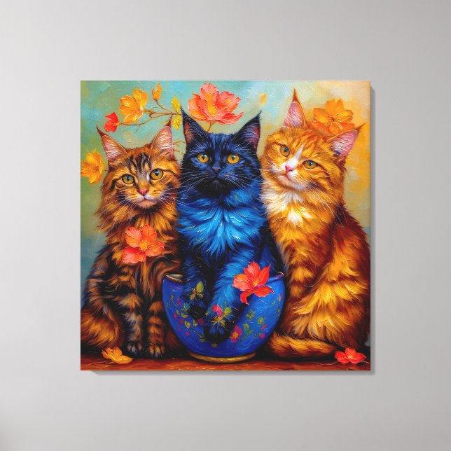 Impressão Em Tela Drei Maine-Coon-Gefährten Portrait (Frente)