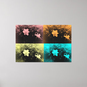 Impressão Em Tela Duas flores delicadas em rosa, azul, amarelo, mars