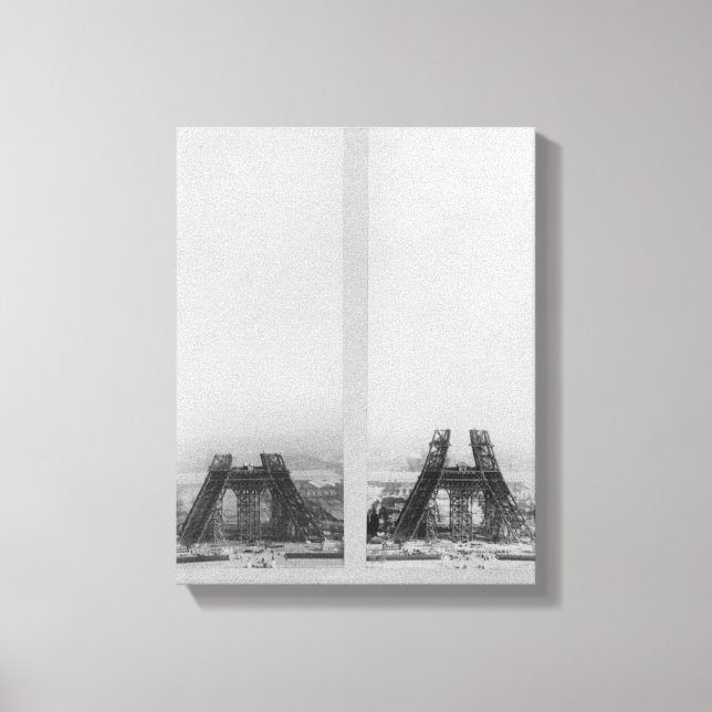 Impressão Em Tela Duas perspectivas sobre a construção do Eiffel (Frente)