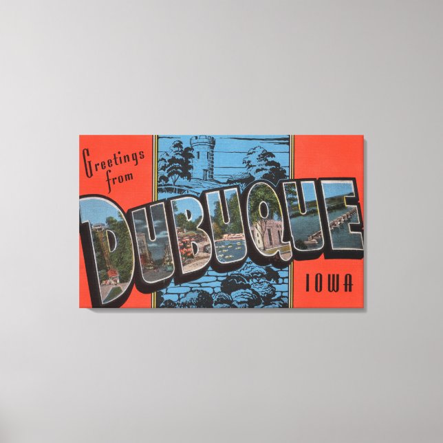 Impressão Em Tela Dubuque, IowaLarge - Letra ScenesDubuque, IA (Frente)