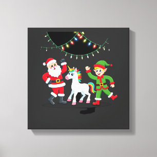 Impressão Em Tela Duende do Papai Noel Dabbing Unicórnio Natal Crian