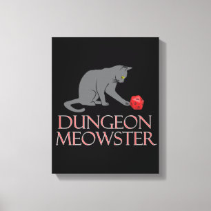 Impressão Em Tela Dungeon Meowster Engraçado Gato RPG com Dice
