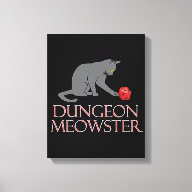 Impressão Em Tela Dungeon Meowster Engraçado Gato RPG com Dice (Frente)