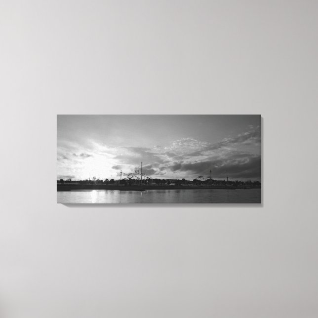 Impressão Em Tela Düsseldorfer Rheinkirmes im Sonnenuntergan (Frente)