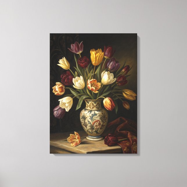Impressão Em Tela  Dutch Masters Tulip Still Life Print | Oil paint. (Frente)