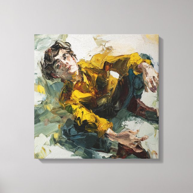 Impressão Em Tela Dynamic Yellow Shirt Impasto BOY Figurative PT (Frente)
