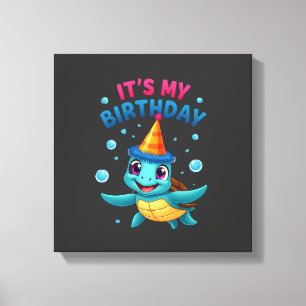 Impressão Em Tela É Meu Aniversário Tartaruga Marinha Fofa Aniversár