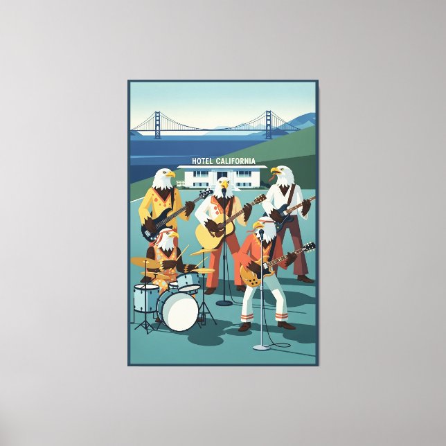 Impressão Em Tela Eagles Hotel California parody (Frente)
