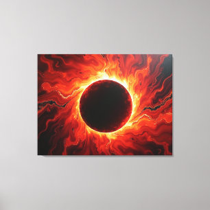 Impressão Em Tela Eclipse Carmesim - Vermelho Ígneo e Preto 40"x32"