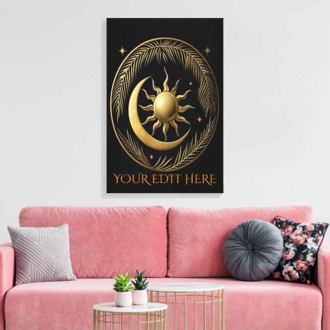 Impressão Em Tela Eclipse Solar Eterno e Folha de Palma Dourada (Insitu(Sala de estar))