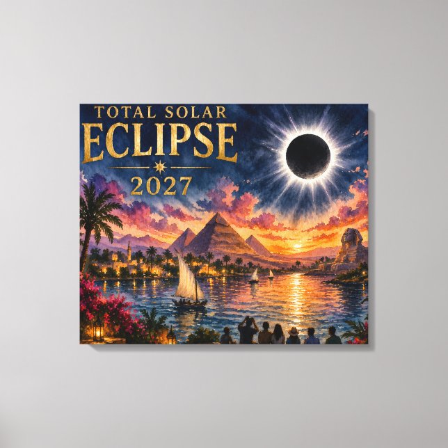 Impressão Em Tela Eclipse Total Solar 2027 Egito (Frente)