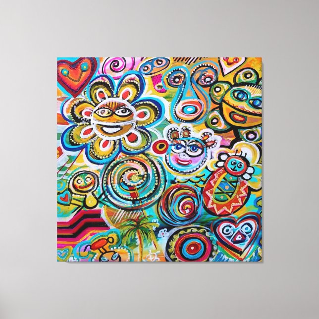 Impressão Em Tela Ecos de Taino e Vejigantes - Arte de Galina Can (Frente)