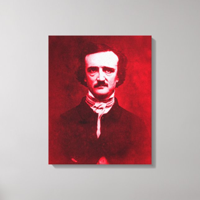Impressão Em Tela Edgar Allan Poe em Vermelho (Frente)