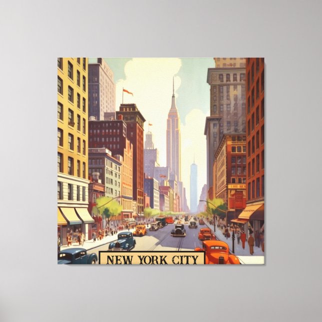 Impressão Em Tela Edifício Empire State Cena de Rua de Manhattan (Frente)