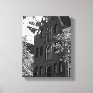 Impressão Em Tela Edifício histórico negro e branco em Amesterdã
