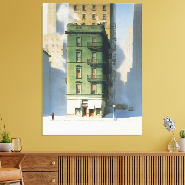 Impressão Em Tela Edifício Verde no Inverno de Nova York (Insitu(Sala de estar))