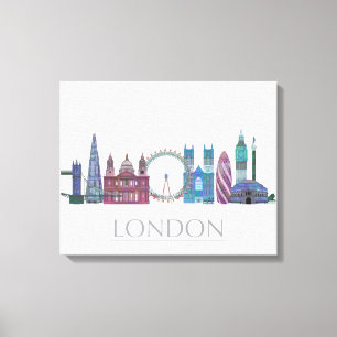 Impressão Em Tela Edifícios Coloridos no Skyline de Londres