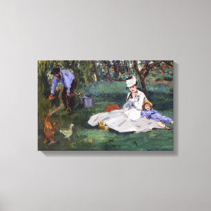 Impressão Em Tela Edouard Manet - A família Monet em seu jardim