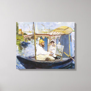 Impressão Em Tela Edouard Manet - Monet em seu barco estúdio