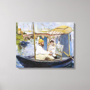 Impressão Em Tela Edouard Manet - Monet em seu Studio Boat