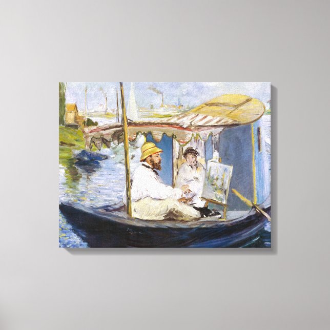 Impressão Em Tela Edouard Manet - Monet em seu Studio Boat (Frente)