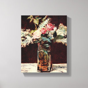 Impressão Em Tela Edouard Manet Vase de Lilases e Rosas Brancos