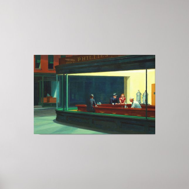 Impressão Em Tela Edward Hopper - Nighthawks (Frente)