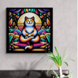 Impressão Em Tela Efeito de Vidro Estido Gato Colorido em Meditação<br><div class="desc">Extra Grande (101, 60 cm x 101, 60 cm) Tela de impressão. Combinando uma paixão pela meditação e o tema do gato,  eu queria trazer muita cor para as casas da pessoas com este design. Eu realmente amo e ele atinge meu coração quando eu olho para ele.</div>
