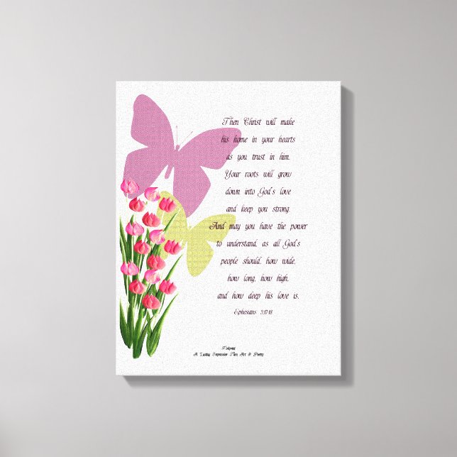 Impressão Em Tela Efesianos 3:17-18 (Frente)