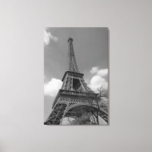 Impressão Em Tela Eiffel nebuloso em preto e branco, 2015