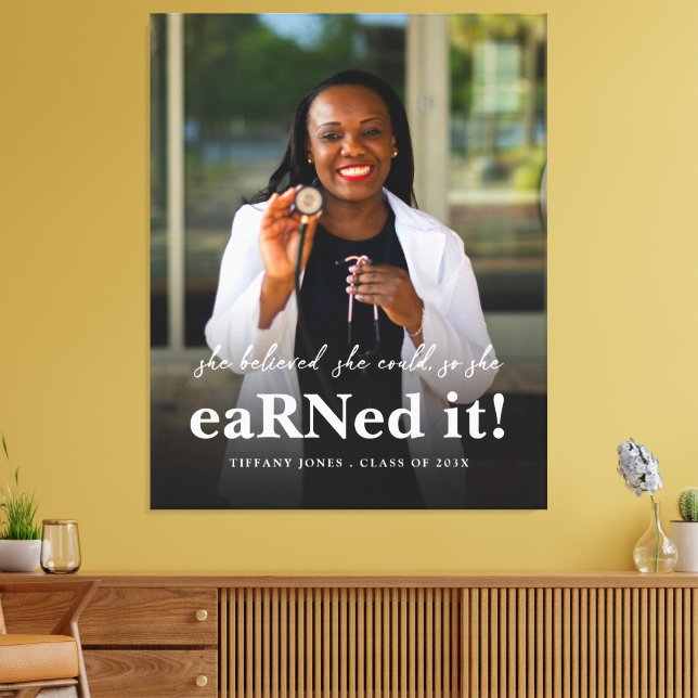 Impressão Em Tela Ela Acreditava Que Podia Fazer Graduação De Foto E (Insitu(Sala de estar))