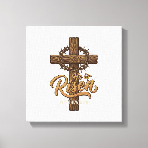 Impressão Em Tela Ele Ressuscitou Cruz Coroa de Espinhos Camiseta Cr