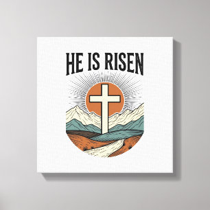 Impressão Em Tela Ele Ressuscitou Cruz Nascer do Sol Camiseta Páscoa