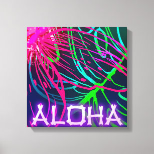 Impressão Em Tela Electric Luau Tropical Neon Aloha