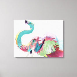 Impressão Em Tela Elefante Colorido de Trendência legal
