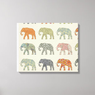 Impressão Em Tela Elefante Colorido Padrão Animal Contemporâneo