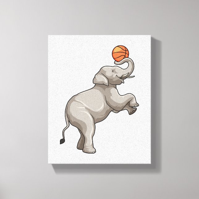 Impressão Em Tela Elefante com basquete (Frente)