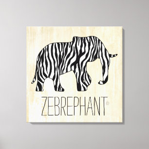 Impressão Em Tela Elefante com Zebra Stripes + suas ideias