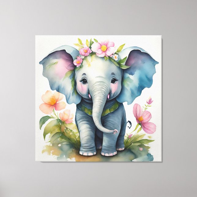 Impressão Em Tela Elefante Cute (Frente)