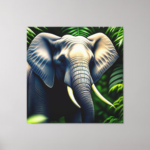 Impressão Em Tela Elefante Da Selva Majestosa - Selvagem E Livre