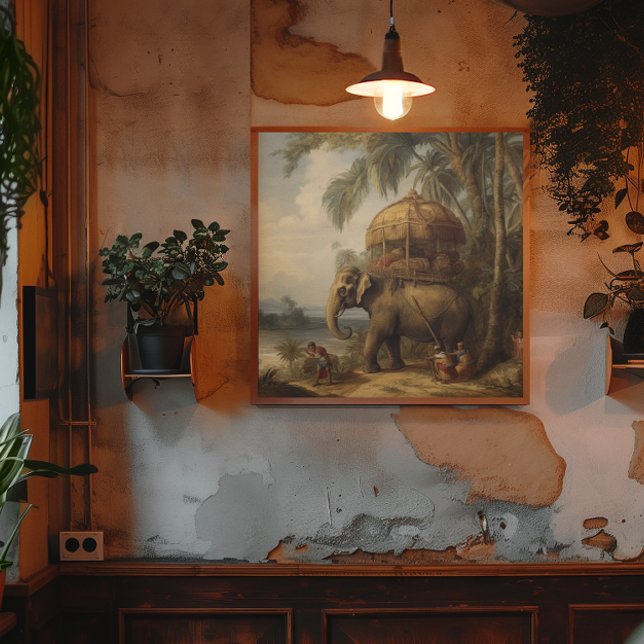 Impressão Em Tela Elefante de cena botânica com howdah também (Criador carregado)